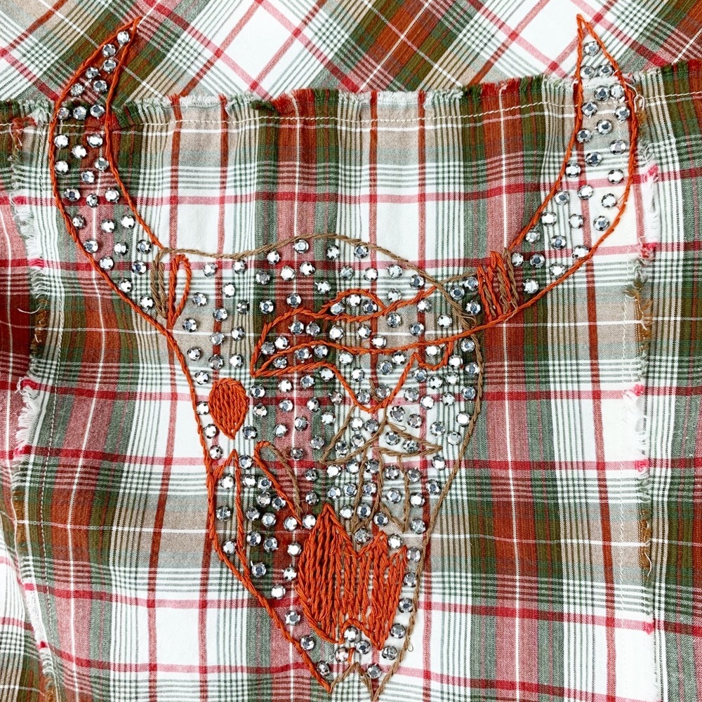 Miss Me Western Plaid Pearl Button Shirt Bling